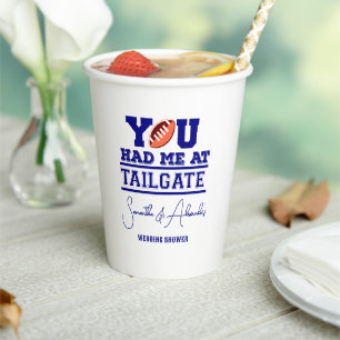 Let's Tailgate Celebrate Blue Bridal Couple Shower Paper Cups
