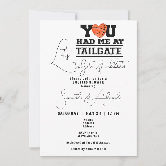 Let's Tailgate & Celebrate Bridal Couples Shower Invitation (Front)
