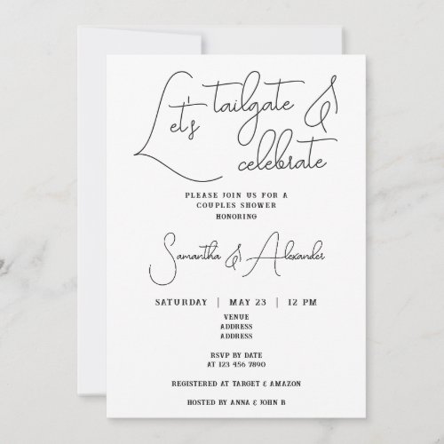 Lets Tailgate  Celebrate Wedding Couples Shower Invitation
