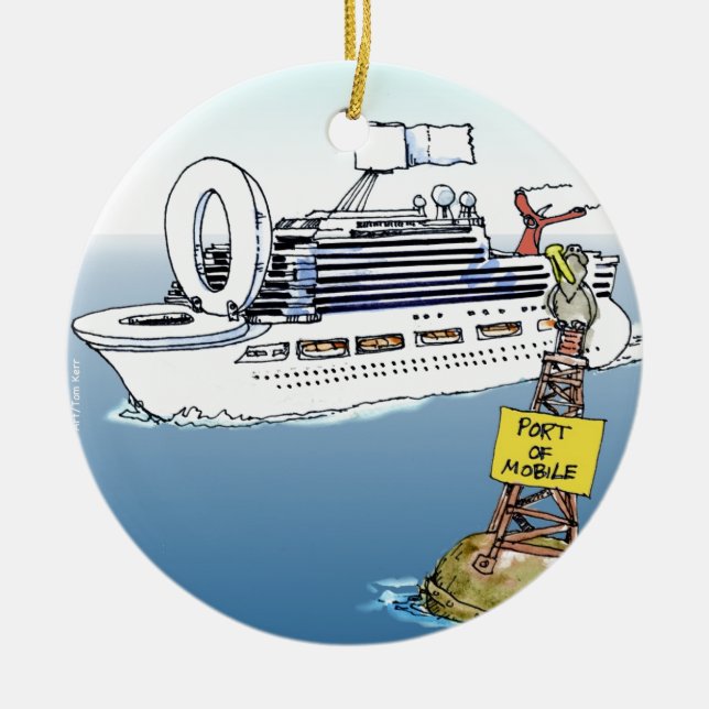 Lets Take A Cruise Funny Gifts Tees & Cards Ceramic Ornament (Front)