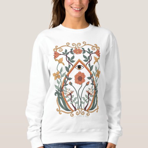 Lets take a trip fungi art deco cottagecore sweatshirt