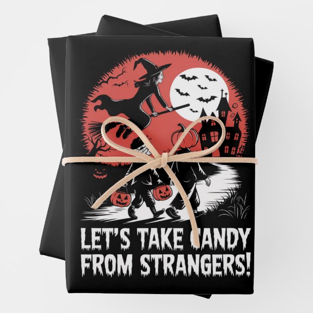 Let's Take Candy from Strangers Funny Halloween Wrapping Paper Sheets (In situ)