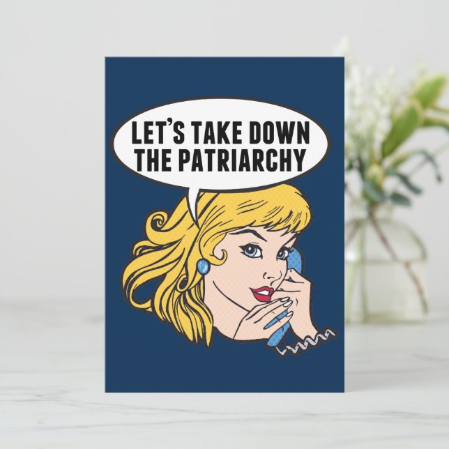 Let's Take Down The Patriarchy Cool Feminist Card (Standing Front)
