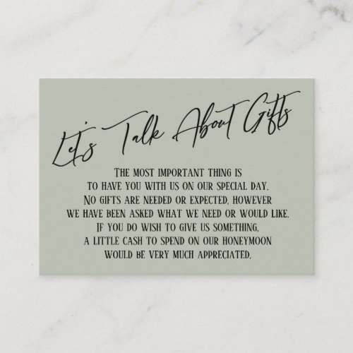 Lets Talk About Gifts Handwriting Sage Green Enclosure Card