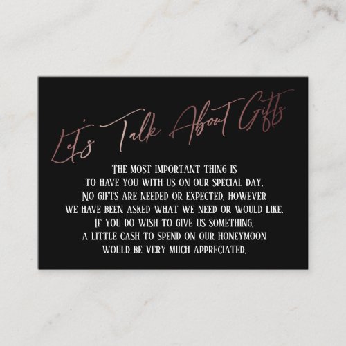 Lets Talk About Gifts Rose Gold Handwriting Enclosure Card