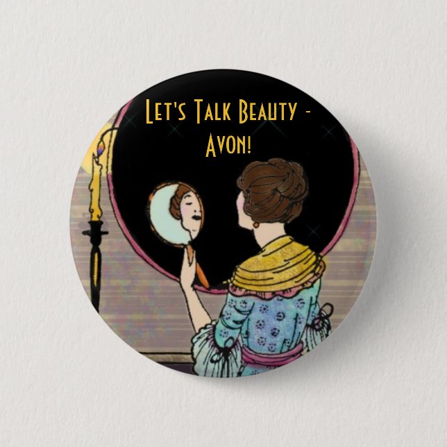 Let's Talk Beauty -Avon! Pinback Button (Front)