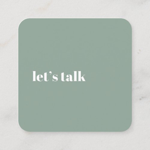 Lets Talk contemporary green  Square Business Card