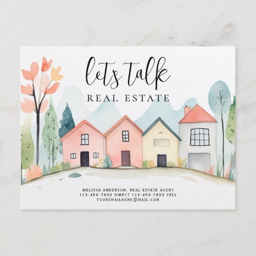 Lets Talk Real Estate Contact Info Marketing Postcard