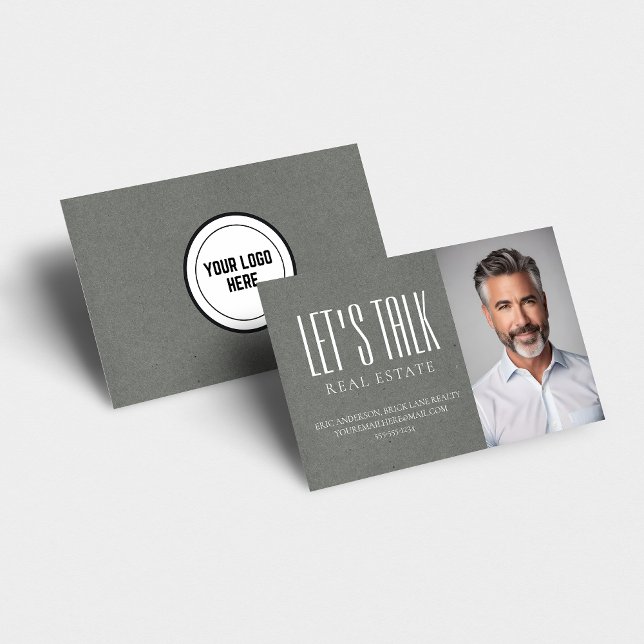 Let's Talk Real Estate Gray Kraft Paper Business Card (Creator Uploaded)