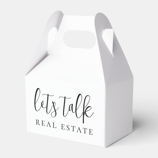 Let's Talk Real Estate Open House Realty Favor Boxes (Front Side)
