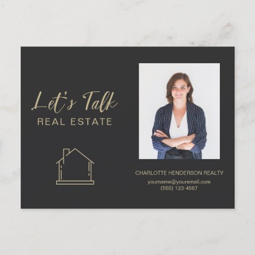 Lets Talk Real Estate Photo Contact Marketing Postcard