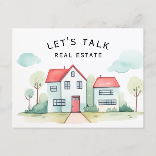 Lets Talk Real Estate Promotional Realty Postcard