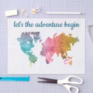 Let's The Adventure Begin Colorful Geometric World Tissue Paper