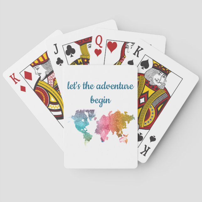 Let's The Adventure Begin Geometric World Map Poker Cards (Back)