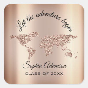 Lets The Adventure Begin Wedding Bridal World Square Sticker