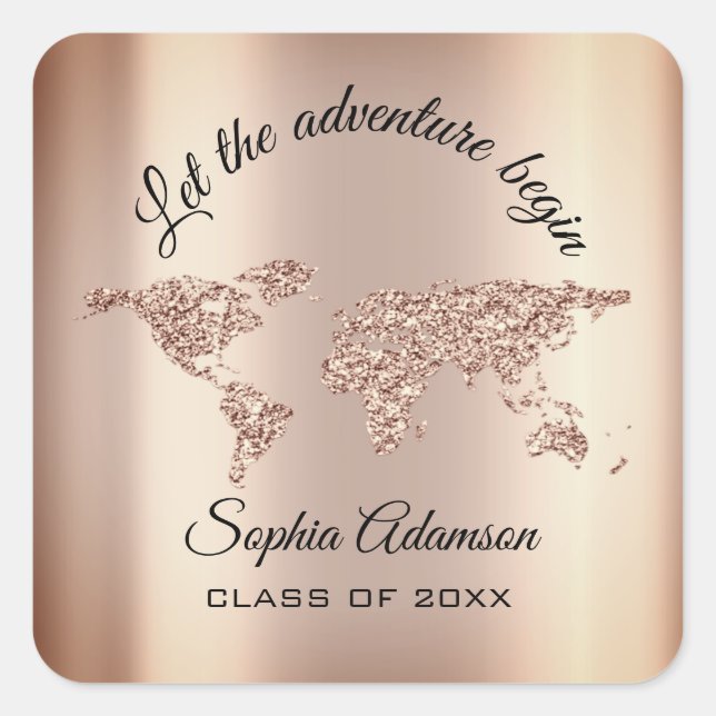 Lets The Adventure Begin Wedding Bridal World Square Sticker (Front)