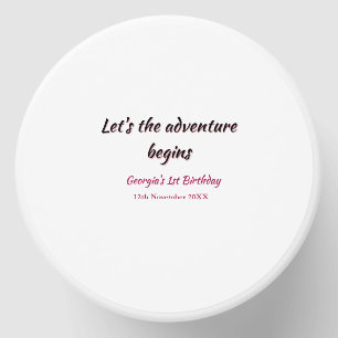 lets the adventure begins 1st birthday pink black mini candle favors