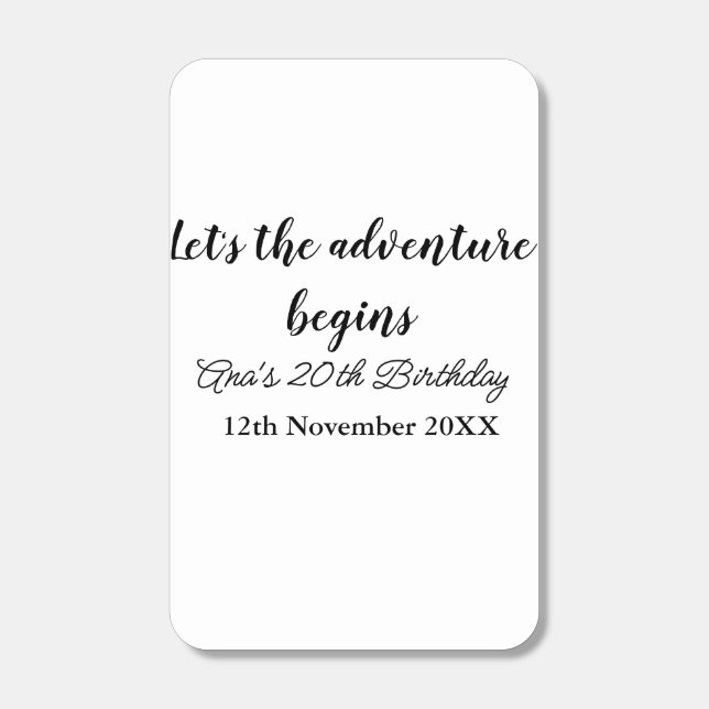 lets the adventure begins 20th birthday add name d matchboxes (Front)
