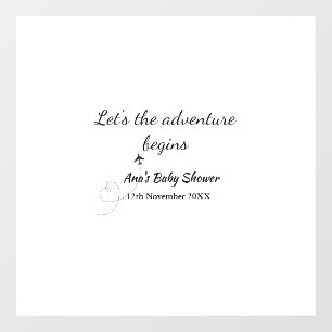 lets the adventure begins baby shower add name dat window cling