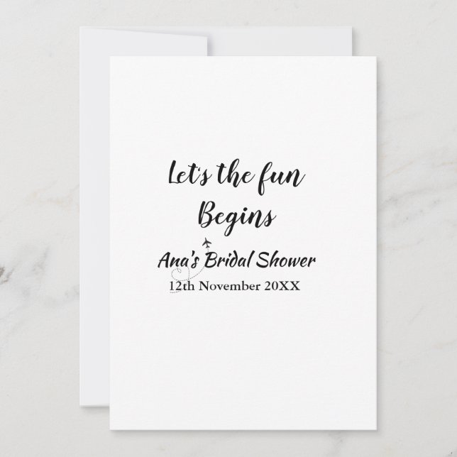 lets the adventure begins bridal shower add name d invitation (Front)