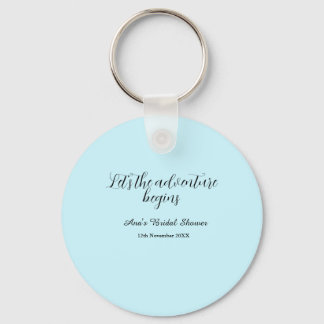 lets the adventure begins bridal shower add name d keychain
