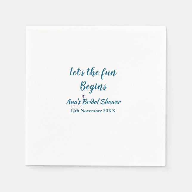 lets the adventure begins bridal shower add name d napkins (Front)