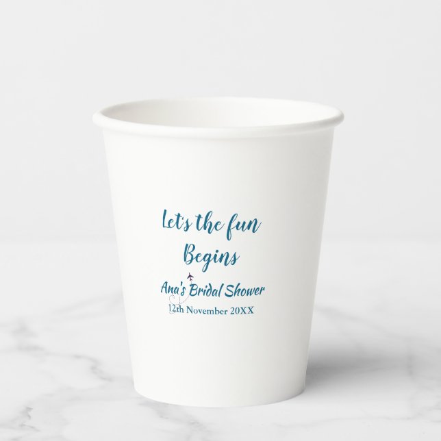 lets the adventure begins bridal shower add name d paper cups (Front)