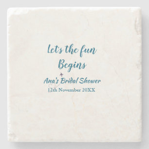 lets the adventure begins bridal shower add name d stone coaster