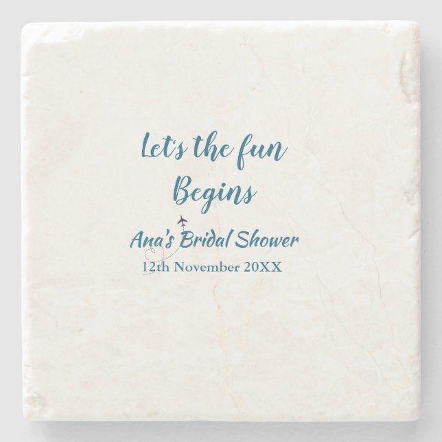lets the adventure begins bridal shower add name d stone coaster (Front)