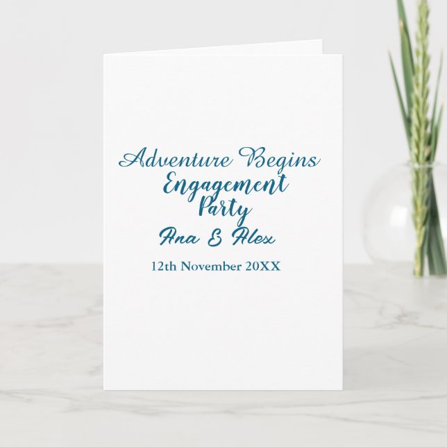 lets the adventure begins engagement party name da card (Front)
