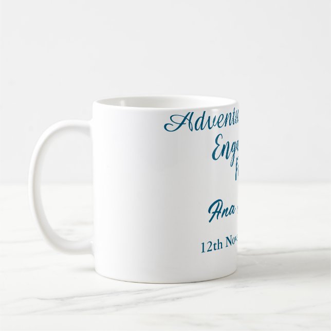 lets the adventure begins engagement party name da coffee mug (Left)