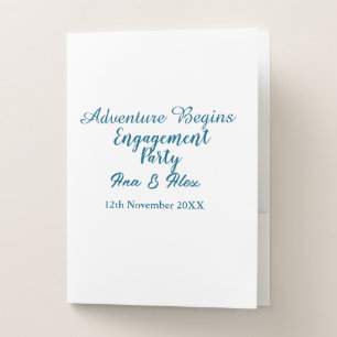 lets the adventure begins engagement party name da pocket folder