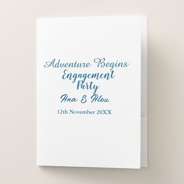 lets the adventure begins engagement party name da pocket folder (Front)