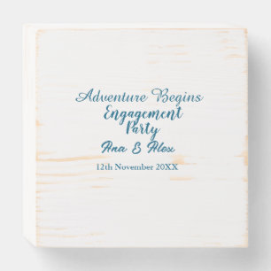 lets the adventure begins engagement party name da wooden box sign
