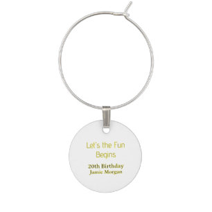 lets the fun begins 20th birthday yellow blue edit wine charm