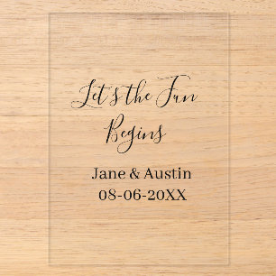 lets the fun begins wedding couple name date simpl acrylic invitations