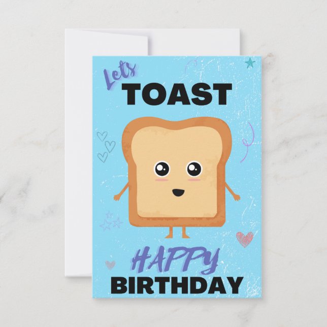 Lets Toast Blue Happy Birthday greeting card (Front)