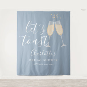 Let's Toast Bridal Shower Dusty Blue Backdrop