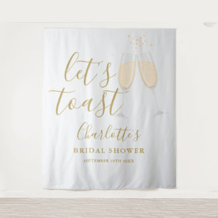 Let's Toast Bridal Shower Gold Backdrop