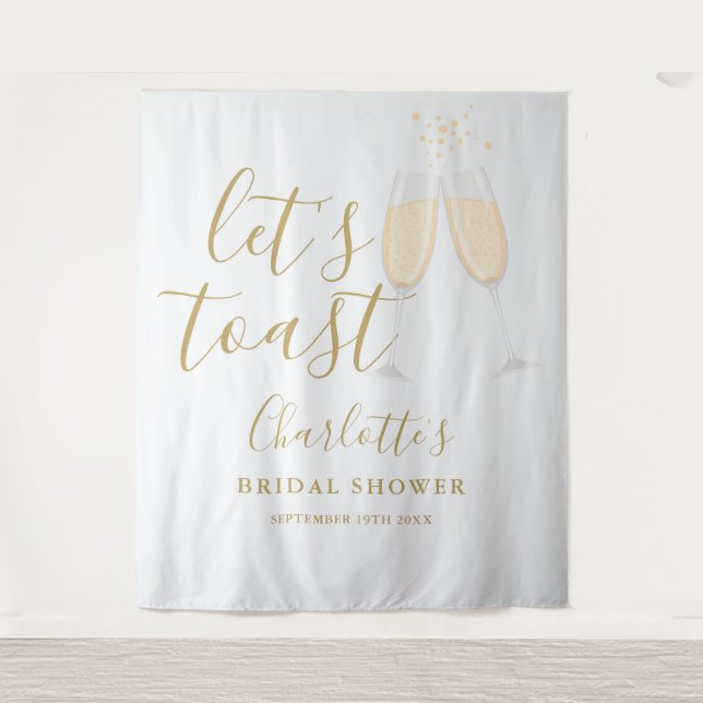 Let's Toast Bridal Shower Gold Backdrop (Front)