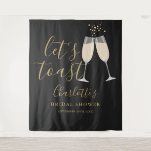 Let's Toast Bridal Shower Gold Black Backdrop