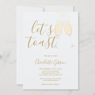 Let's Toast Bridal Shower Gold QR Code Invitation