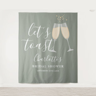 Let's Toast Bridal Shower Sage Green Backdrop