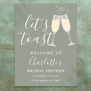 Let's Toast Bridal Shower Sage Green Welcome Sign