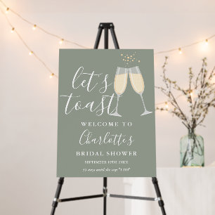 Let's Toast Bridal Shower Sage Green Welcome Sign
