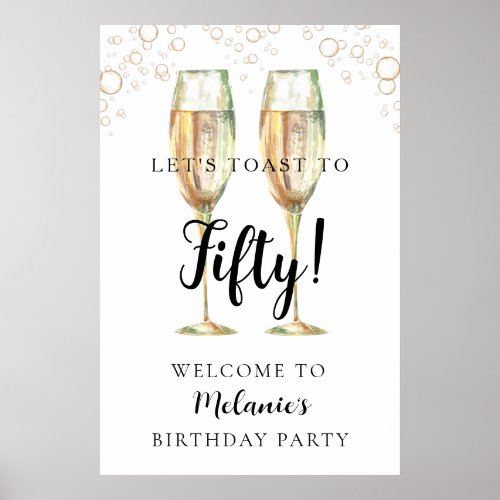 Lets Toast Champagne Birthday Welcome Poster