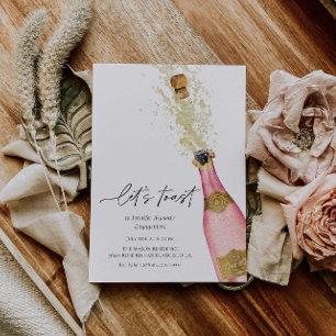 Let's Toast Champagne Bottle Bridal Shower Invitation