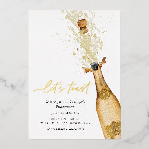 Let's Toast Champagne Engagement Foil Invitation
