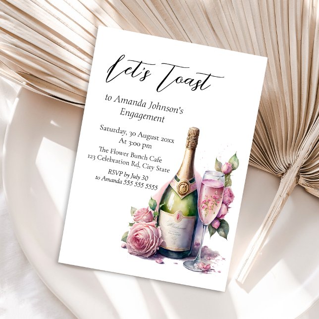 Let's Toast Champagne Floral Bridal Shower  Invitation (Creator Uploaded)