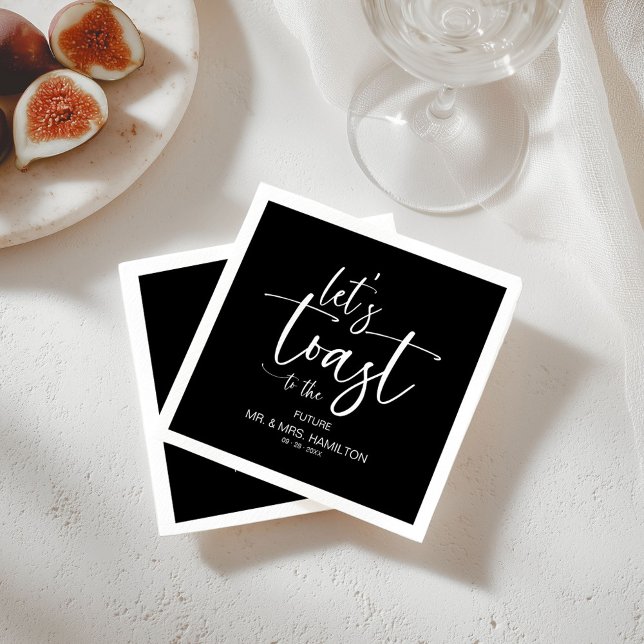 Let's Toast Chic Calligraphy Engagement Party Napkins (Creator Uploaded)